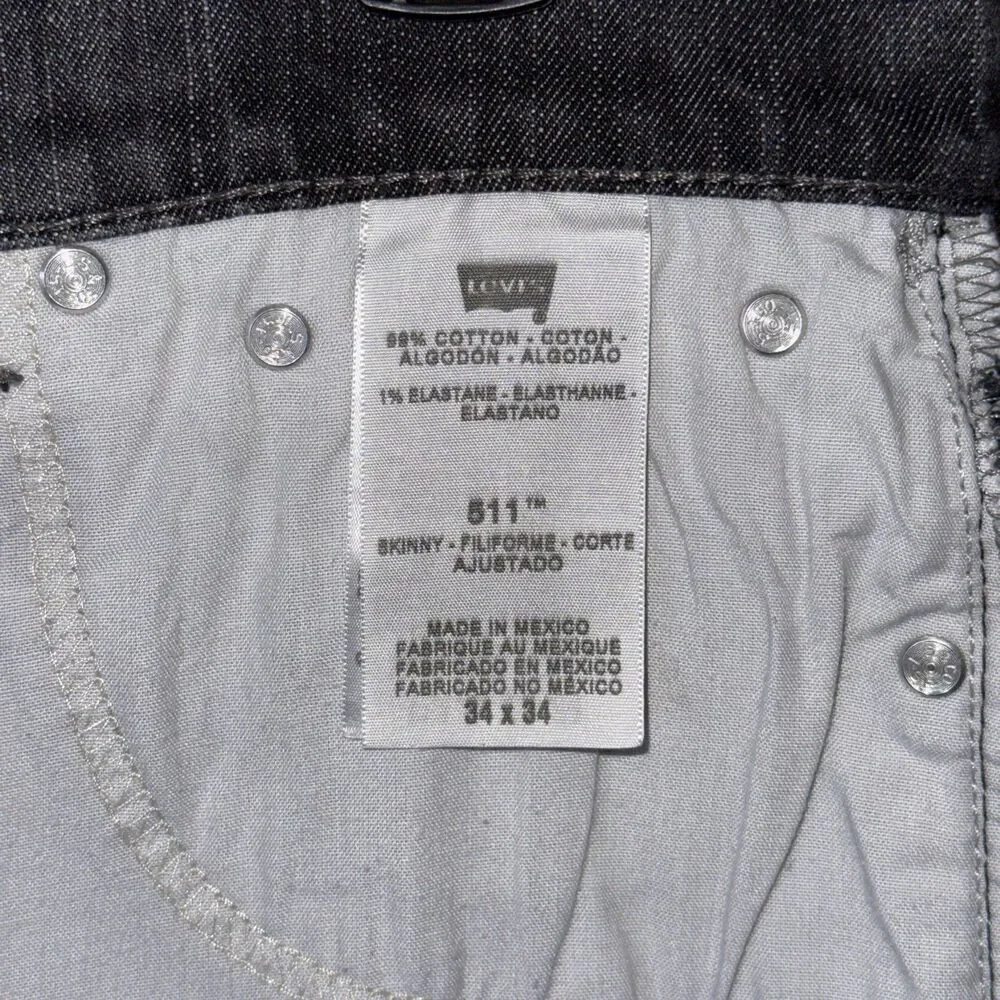 Levi's 511 Slim Jeans Mens 32x34 Fits 32 Waist Grey Stretch Cotton Denim Pants - Picture 13 of 13